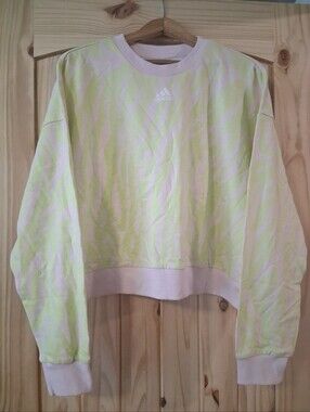 Adidas Cropped Animal Print Sweatshirt Sz L NWT